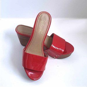 Red Wedge Sandals